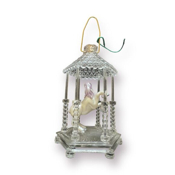 Hallmark Unicorn Fantasy Gazebo magic w/pigtail cord 1989 Christmas Ornament - Picture 7 of 8